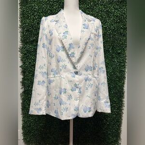 TCEC - MY DEAREST LOVE BLAZER - Blue Floral - Size Medium - New With Tags!